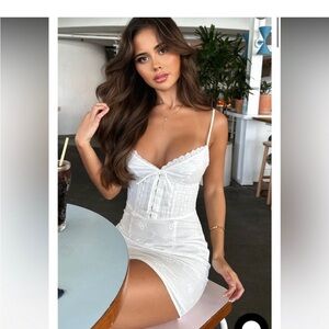 Hard to love mini dress (white) - White fox